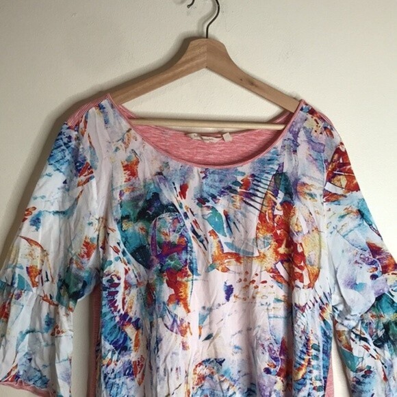 Soft surroundings ladies soft knit bell sleeves colorful top size XL - Picture 3 of 13